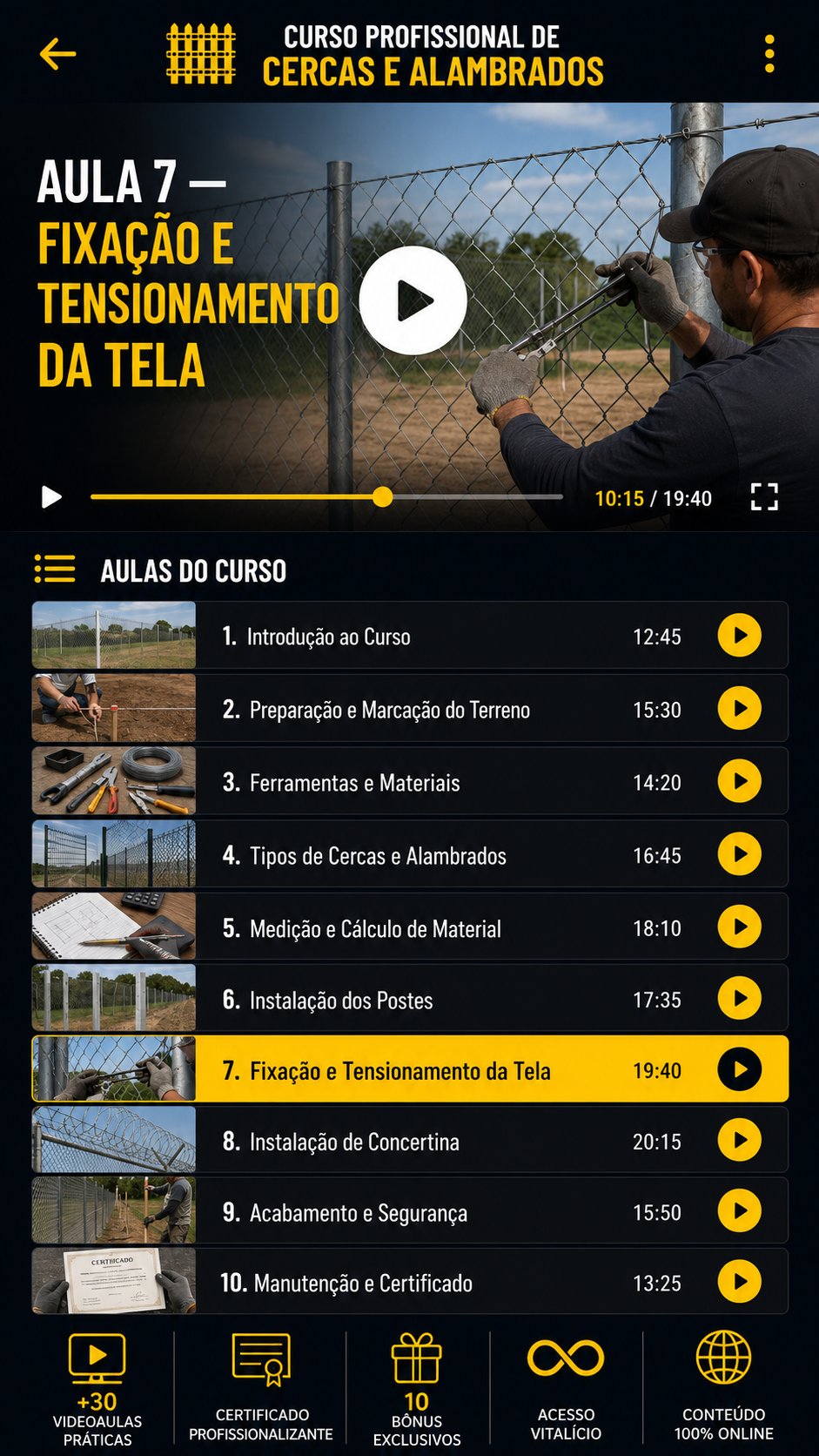 Módulo de ferramentas e preparação do terreno