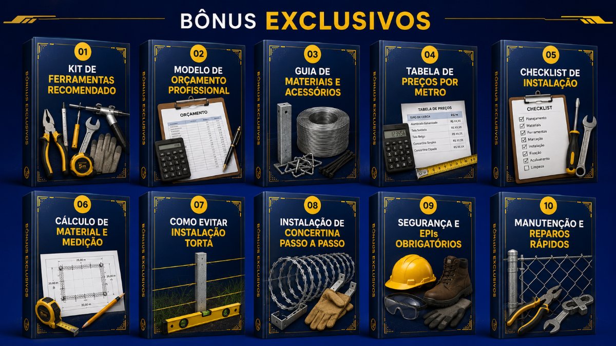 Os 10 bônus exclusivos do curso de instalação de cercas e alambrados