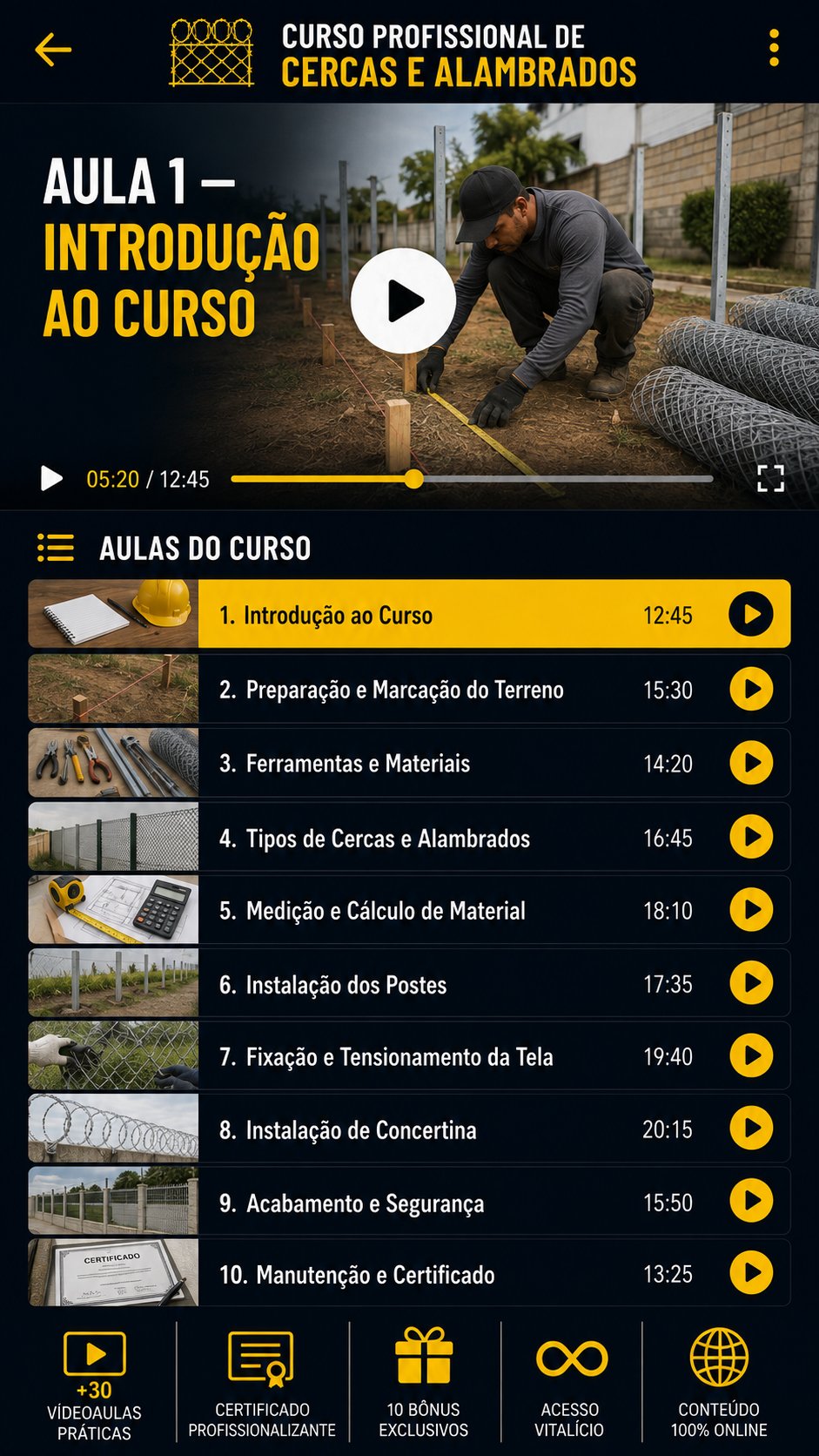 Módulo de instalação de concertina com segurança